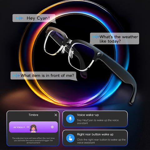 Valentine'S Day Present: Half-Rimmed 4K Camera Glasses Featuring AI Smart Technology for Real-Time Translation And Object Recognition, Open-Ear Audio, a Lightweight Design, And a Battery Life of Up to 8 Hours, Perfect for Outdoor Cycling, Work