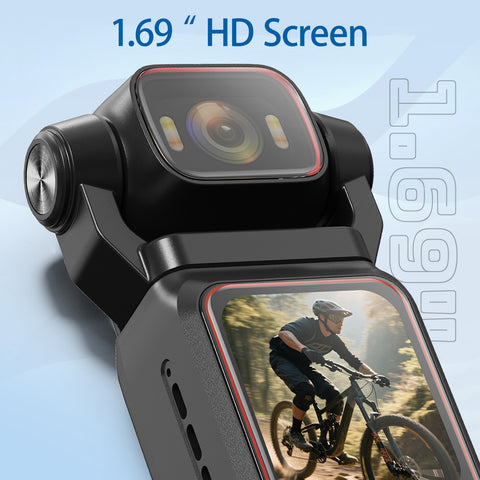 Portable HD Action Camera Extended Battery Life Vlogging Camera 180° Rotatable Lens Gyro Stabilizer Anti-Shake Ultimate Hand Feel Slow Motion Loop Recording