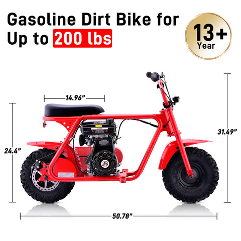 99cc youth mini dirt bike | Four-stroke gasoline-powered off-road motorcycle with a sturdy steel frame |gas-powered motocross for outdoor off-road ridingIdeal Halloween\u002FChristmas\u002FBirthday gift